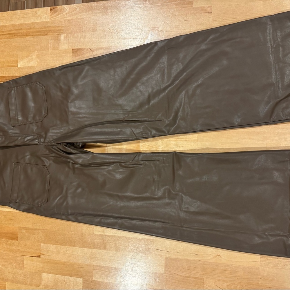 Zara womens Chocolate faux leather Pants